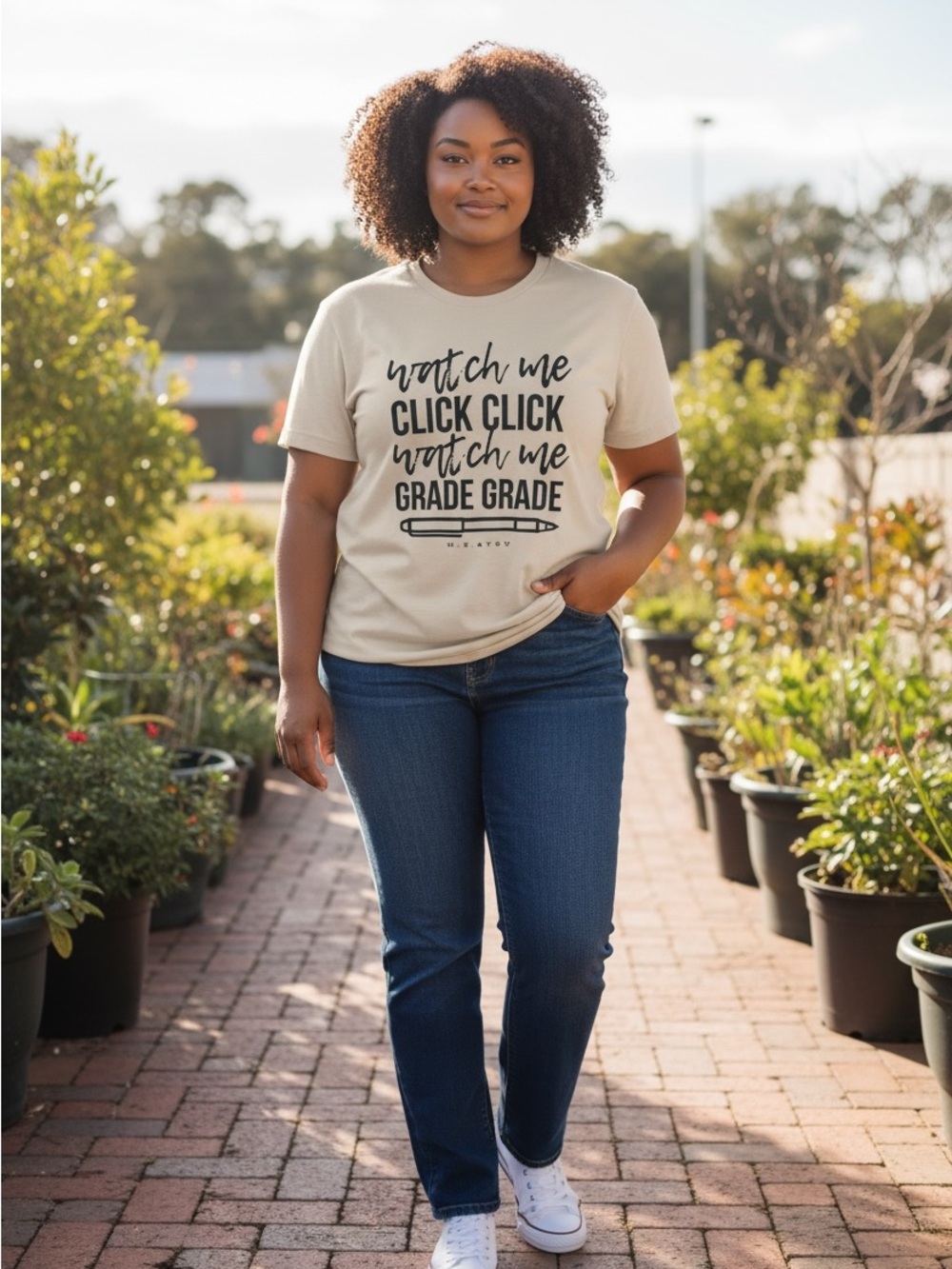“Watch Me Click Click Watch Me Grade Grade” Teacher Graphic Tee – NWT